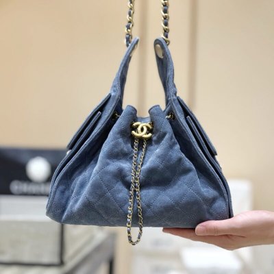 Chanel 25k 25bag麂皮蓝色麂皮 AS5293