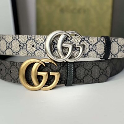 GUCCI双G复古旋转扣搭配双面皮带 3.7cm