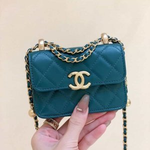Chanel 2021早秋高级手工坊双金珠系列小方包 AP2290绿色
