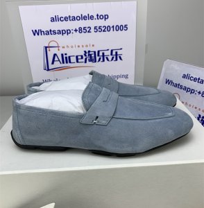Berluti Blue Suede Rimini Penny Loafers