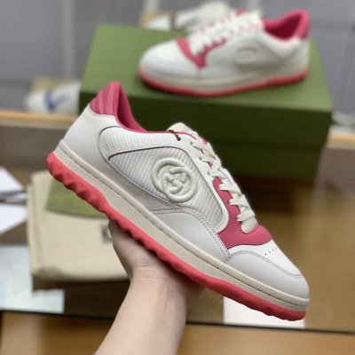 Gucci古驰 米色拼粉色牛皮女款运动休闲鞋