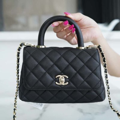 CHANEL 春夏新品 mini*C0C0Handle 黑金 AS2215