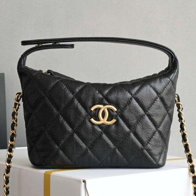 CHANEL 拉丝大金扣手提????????饭盒包 AP4484黑色