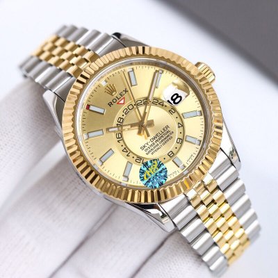 H8劳力士纵航者系列Rolex Sky-Dweller 天行者劳力士Ring Command三角坑纹五株链条腕表