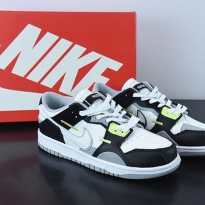 SB Dunk Scrap Low”Wolf Grey”扣篮缝合怪系列低帮经典百搭休闲运动板鞋“白狼灰黑