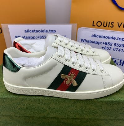Guc*ci ACE bee Embroidered low-top sneaker
