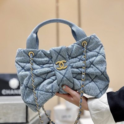 CHANEL 25K 走秀款牛仔蝴蝶结包 AS5851