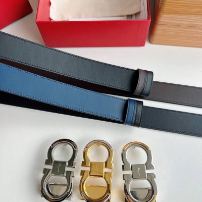 Salvatore Ferragamo菲拉格慕 金属扣男士商务腰带3.5cm