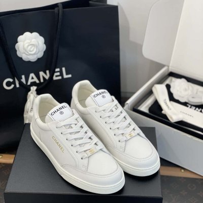 CHANEL 小香2023烫金休闲运动小白鞋 G45080