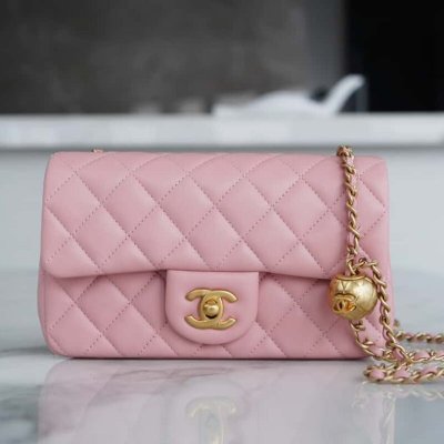 cha*nel 23k 金属球 Mini粉色AS1787