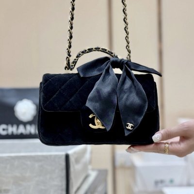 CHANEL 25K 丝绒手柄蝴蝶结大miniAS5875