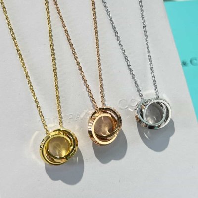 新款??TIFFANY&Co.蒂芙尼X扣环双环圈形项链