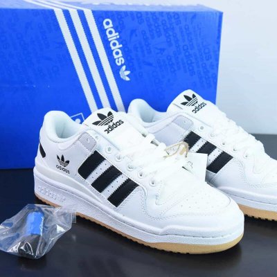 阿迪 AD Originals Forum 84 Low 罗马系列魔术贴低帮复古系带百搭休闲运动板鞋“皮革白黑生胶底”HP908