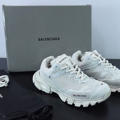 巴黎世家BALENCIAGA Track Trainers 3.0代简版系列低帮复古野跑老爹风百搭休闲运动慢跑鞋“网布白灰黑LO