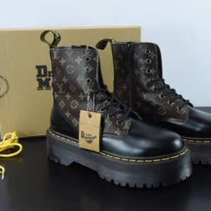 LV/路易威登 代购级 马丁靴系列 马丁靴 /Dr.martens 高帮马丁靴 黑棕LV 货号：R11822206