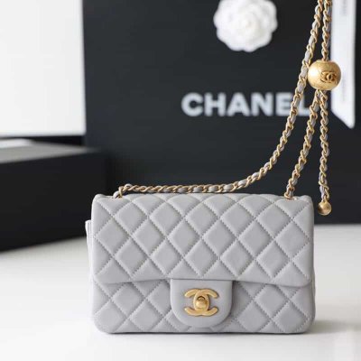 Chanel Flap Bag CF羊皮大Mini金球包 AS1787灰色