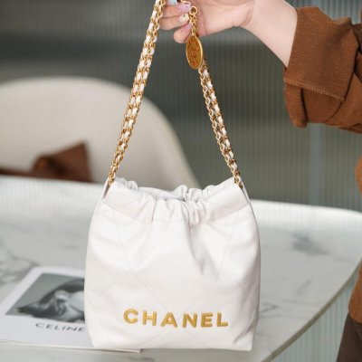 Cha*neL? 23s春夏新款22Mini bag 原产皮 白色??AS3980