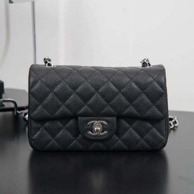 CFClassicFlap |荔枝纹 Mini 黑银A01116