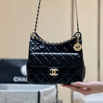 CHANEL 24C早春度假系列天猫精灵新版本单肩腋下包 AS4322黑色 油蜡牛皮