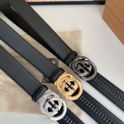 Gucci古驰3.5cm男士精致自动扣，进口双面头层牛皮腰带