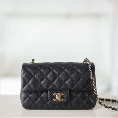 CFClassicFlap |荔枝纹 Mini 黑色 浅金A01116