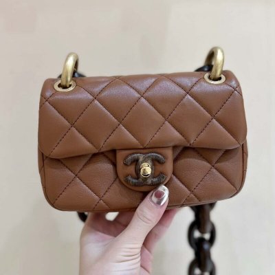 CHANEL 23A 高级手工坊系列 达喀尔桃木cf 大mini包 AS4165