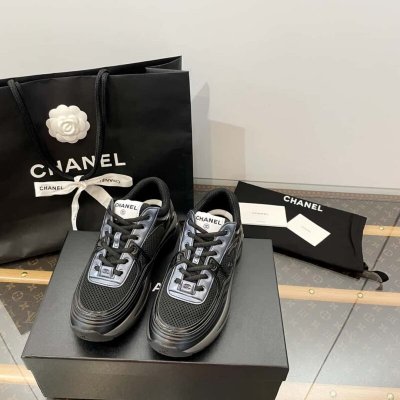 CHANEL 2023黑角大王透气厚底增高运动鞋