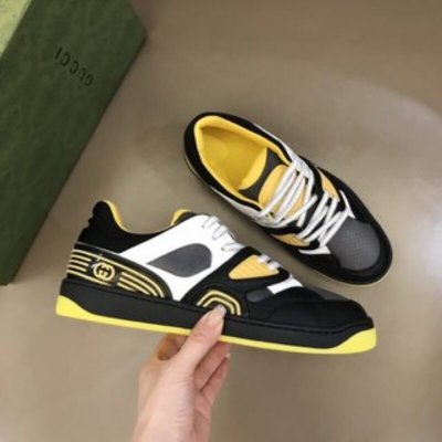 Gucci古驰 橡胶互扣式双GBasket 男士低帮运动鞋